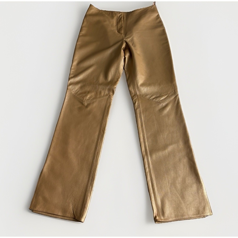 Rom Garson Genuine Leather Pants Straight Leg Tan Women's Size 6